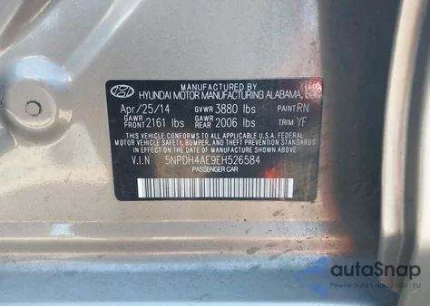 2014 Hyundai Elantra Se z USA, uszkodzony, nr VIN 5NPDH4AE9EH526584